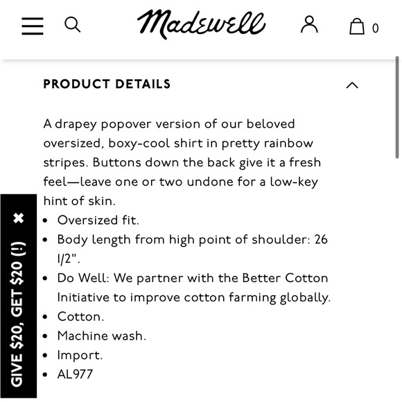 Madewell Courier short sleeve popover Button-Back Shirt Rainbow Stripe, size L - Picture 5 of 9